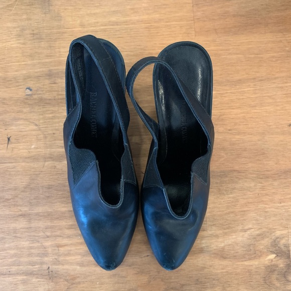 Rachel Comey Black Leather Slingback 4.5 Inch Wedge Heel Shoes Size 8 - Picture 4 of 6